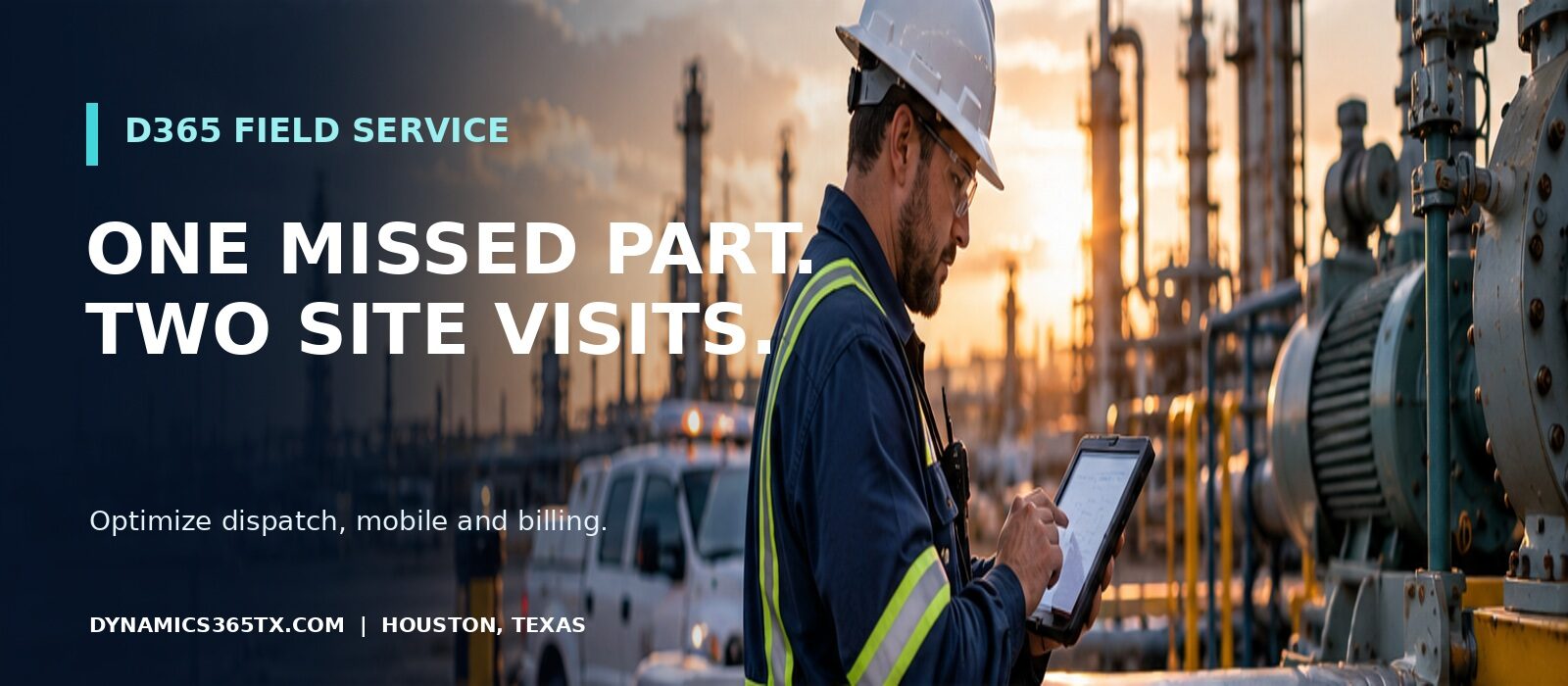 Field Service illustration for the article: One Missed Part. Two Site Visits. Why Dynamics 365 Field Service Underperforms—and How to Fix It